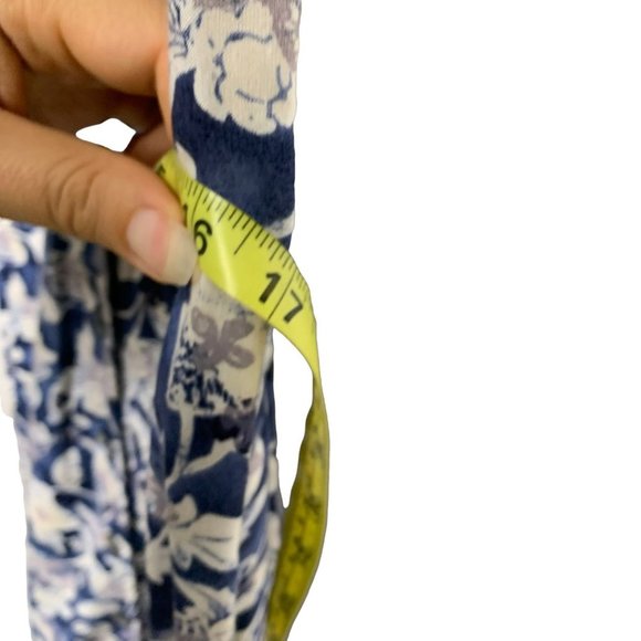 Vintage 90s Blue White Sleeveless Flora Collared Button Up Full Length Dress Lar - Picture 7 of 9